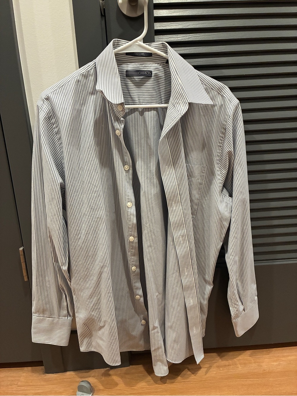 Damon White and Gray Pinstripe Dress Shirt